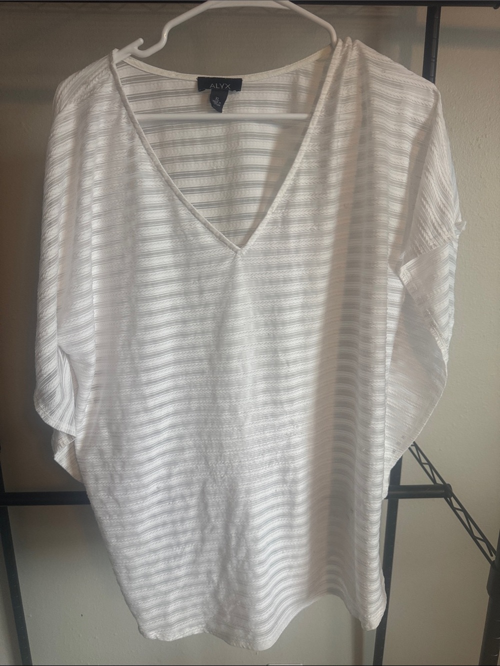 Alyx White Short-Sleeve V-Neck Stripe Tee